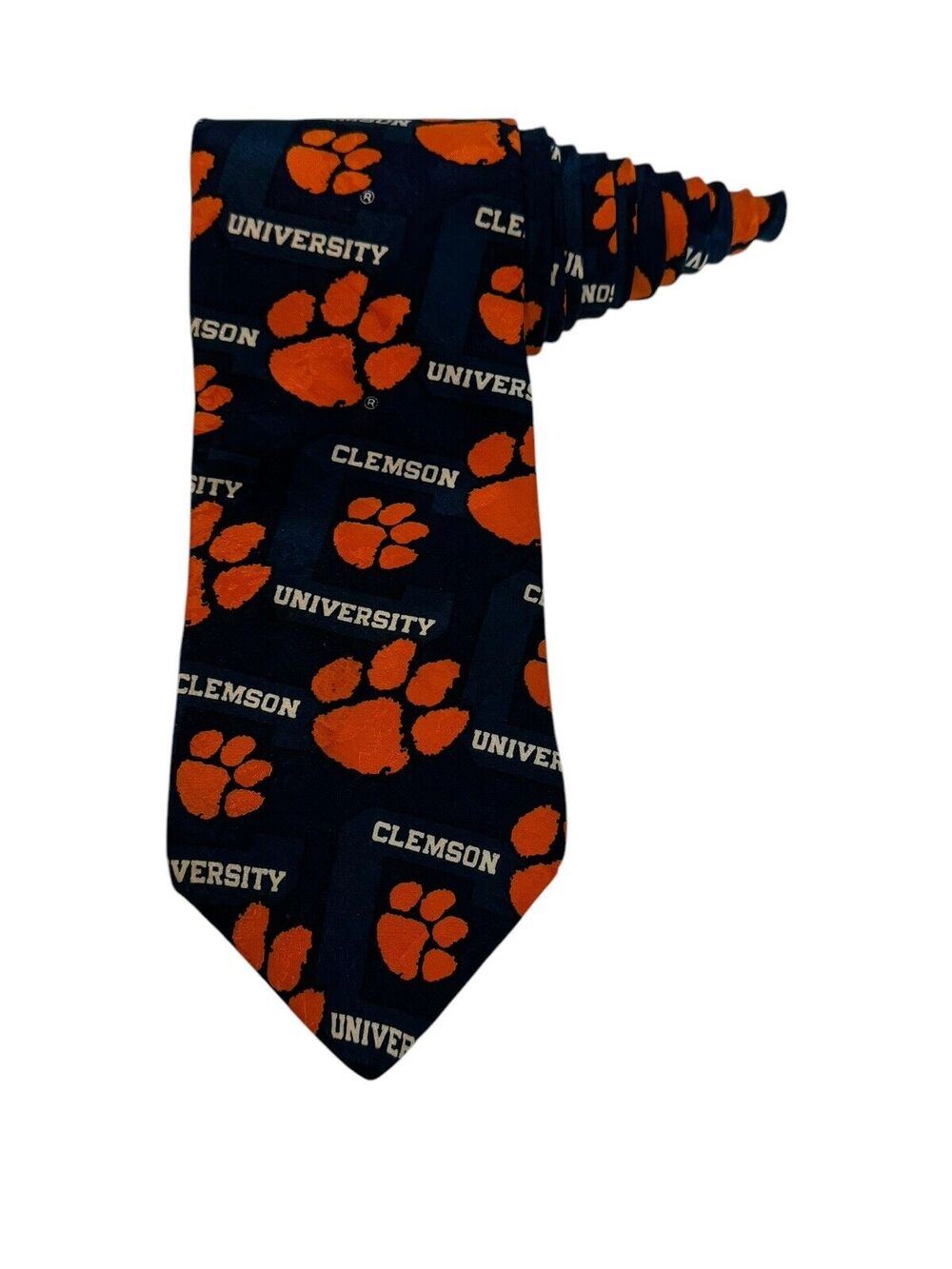 Ralph Marlin RM Sport Clemson University 1995 Logo Paw Prints Necktie 100% Silk